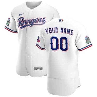 Texas Rangers Custom Men's Nike White Home 2020 Authentic Patch Player MLB Jersey